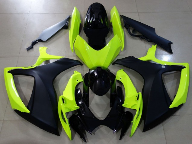Carenados Moto Suzuki GSXR 600 / GSXR 750 2006-2007 - Neon Amarillo Negro Brillante Negro Mate Baratos