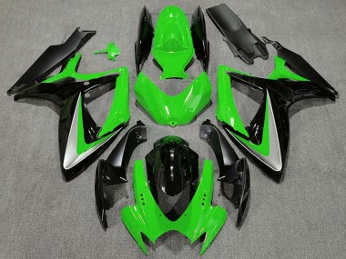 Carenados Moto Suzuki GSXR 600 / GSXR 750 2006-2007 - Verde Plata Negro Brillante OEM Estilo Baratos