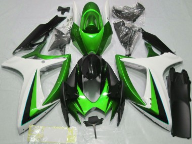 Carenados Moto Suzuki GSXR 600 / GSXR 750 2006-2007 - Verde Blanco Negro Brillante Baratos