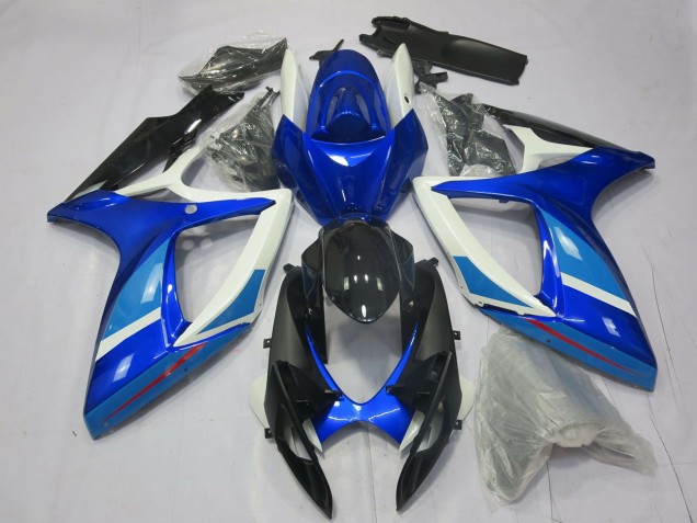Carenado Moto Suzuki GSXR 600 / GSXR 750 2006-2007 - Blanco Azul Negro Brillante Baratos