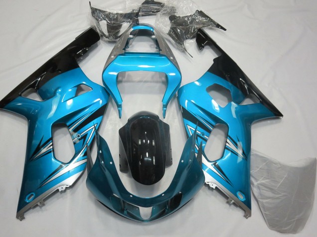 Carenados Moto Suzuki GSXR 600 / GSXR 750 2001-2003 - Azul Claro Plata Negro Brillante Baratos