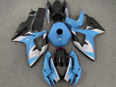 Carenados Moto Suzuki GSXR 600 / GSXR 750 2006-2007 - Azul Claro Blanco Negro Brillante Baratos