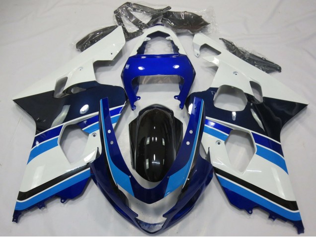 Carenados Moto Suzuki GSXR 600 / GSXR 750 2004-2005 - Blanco Azul Negro Brillante Baratos