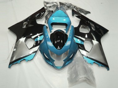 Carenados Moto Suzuki GSXR 600 / GSXR 750 2004-2005 - Azul Claro Plata Negro Brillante Baratos