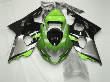 Carenados Moto Suzuki GSXR 600 / GSXR 750 2004-2005 - Verde Plata Negro Brillante Baratos