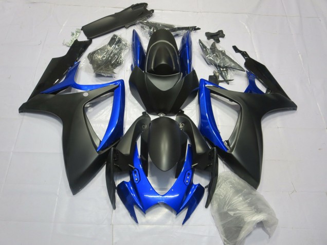 Carenados Moto Suzuki GSXR 600 / GSXR 750 2006-2007 - Negro Mate Azul Baratos