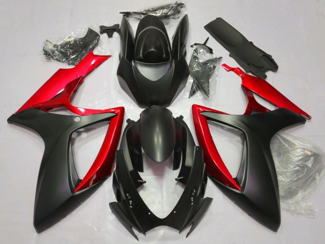 Carenados Moto Suzuki GSXR 600 / GSXR 750 2006-2007 - Negro Mate Rojo Baratos