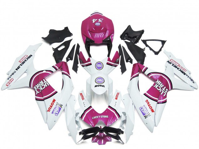 Carenados Moto Suzuki GSXR 600 / GSXR 750 2008-2010 - Blanco Rosa Motul Lucky Strike 34 Baratos