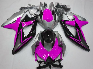 Carenados Moto Suzuki GSXR 600 / GSXR 750 2008-2010 - Plata Rosa Negro Brillante Baratos