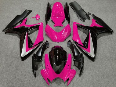 Carenados Moto Suzuki GSXR 600 / GSXR 750 2006-2007 - Rosa Plata Negro Brillante OEM Estilo Baratos