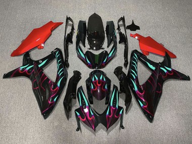 Carenados Moto Suzuki GSXR 600 / GSXR 750 2008-2010 - Negro Brillante Rojo Cian Llama Baratos