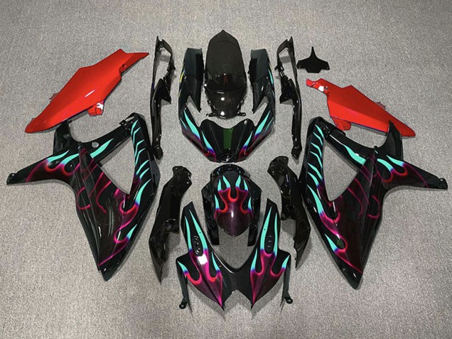 Carenados Moto Suzuki GSXR 600 / GSXR 750 2008-2010 - Negro Brillante Rojo Cian Llama Baratos