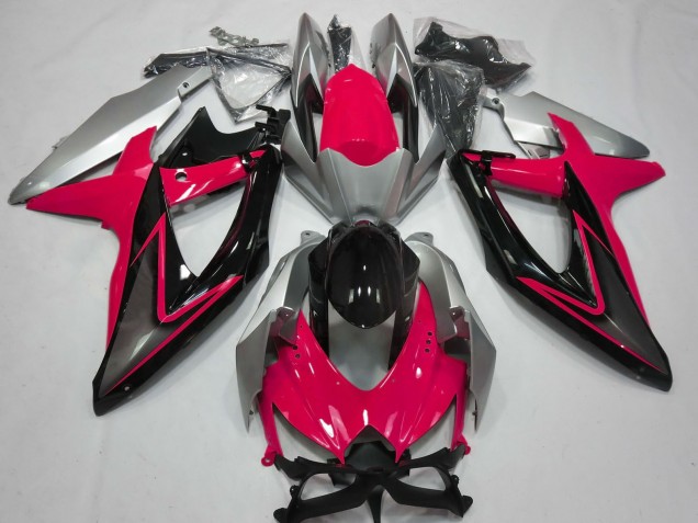 Carenados Moto Suzuki GSXR 600 / GSXR 750 2008-2010 - Plata Rojo Negro Brillante Baratos