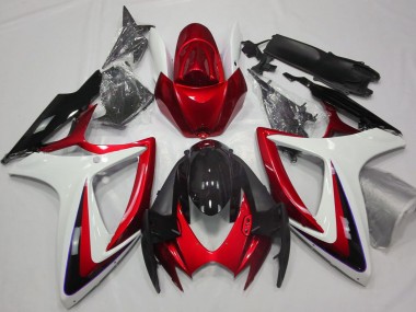 Carenados Moto Suzuki GSXR 600 / GSXR 750 2006-2007 - Blanco Rojo Negro Brillante Baratos