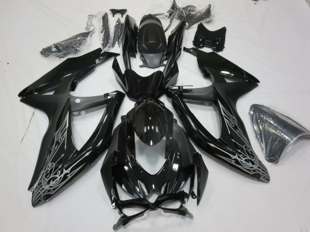 Carenados Moto Suzuki GSXR 600 / GSXR 750 2008-2010 - Negro Brillante Plata Baratos