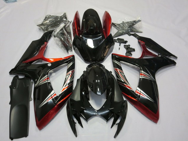 Carenados Moto Suzuki GSXR 600 / GSXR 750 2006-2007 - Rojo Negro Brillante Baratos