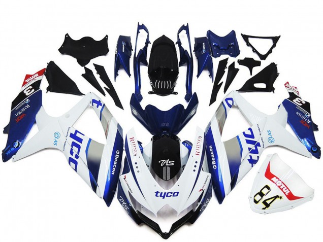 Carenados Moto Suzuki GSXR 600 / GSXR 750 2008-2010 - Blanco Plata Azul Negro Tyco Baratos