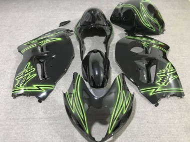 Carenados Moto Suzuki GSXR 1300 1996-2007 - Negro Brillante Verde Iluminación Baratos