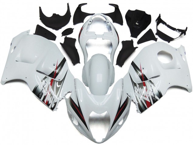 Carenados Moto Suzuki GSXR 1300 1996-2007 - Blanco Brillante Plata Estilo Baratos
