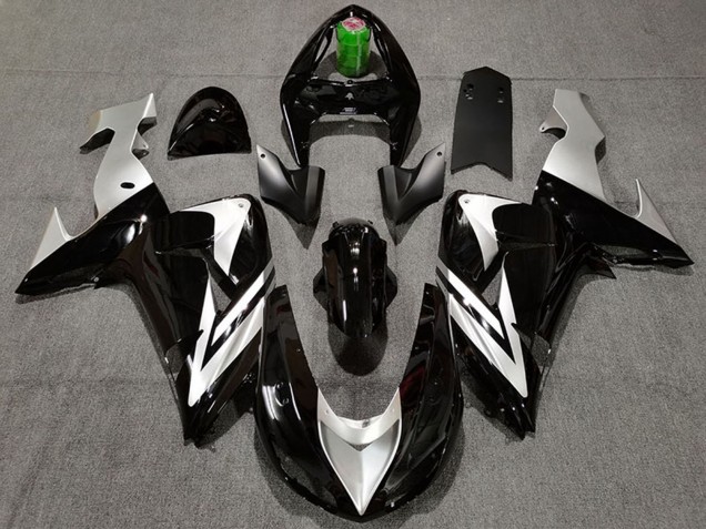 Carenados Moto Kawasaki ZX10R 2006-2007 - Negro Brillante Plata Baratos