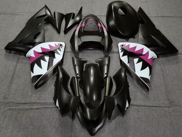Carenados Moto Kawasaki ZX10R 2004-2005 - Negro Mate Rosa Tiburón Baratos