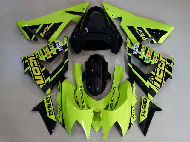 Carenados Moto Kawasaki ZX10R 2004-2005 - Alta Visibilidad Amarillo Negro Baratos