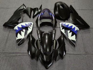 Carenados Moto Kawasaki ZX10R 2004-2005 - Negro Mate Azul Oscuro Tiburón Baratos