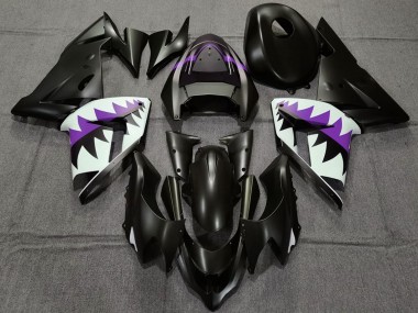 Carenados Moto Kawasaki ZX10R 2004-2005 - Negro Mate Púrpura Tiburón Baratos