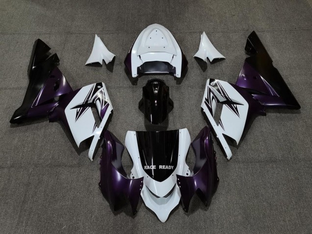Carenados Moto Kawasaki ZX10R 2004-2005 - Blanco Púrpura Negro Baratos
