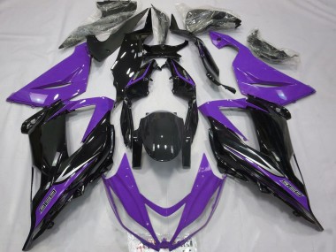 Carenados Moto Kawasaki ZX6R 2013-2018 - Púrpura Negro Brillante Baratos