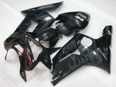 Carenados Moto Kawasaki ZX6R 2003-2004 - Negro Brillante Gris Llama Baratos