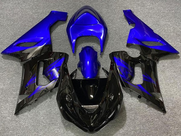 Carenados Moto Kawasaki ZX6R 2005-2006 - Azul Negro Brillante Baratos