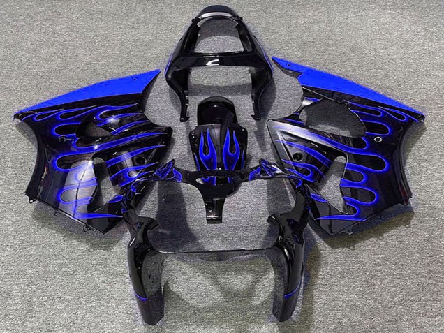 Carenados Moto Kawasaki ZX6R 2000-2002 - Negro Brillante Azul Llama Baratos