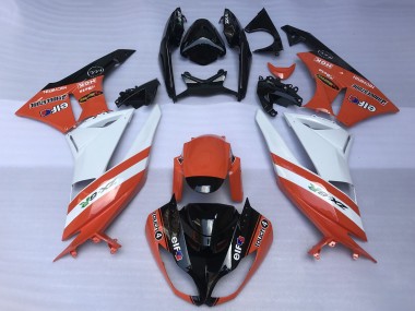Carenados Moto Kawasaki ZX6R 2009-2012 - Naranja Blanco Negro Brillante Elf Touch4 Bridgestone Baratos
