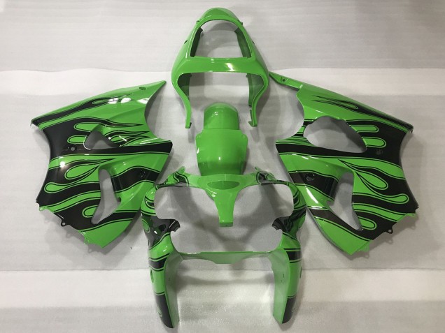 Carenados Moto Kawasaki ZX6R 2000-2002 - Verde Negro Llama Baratos