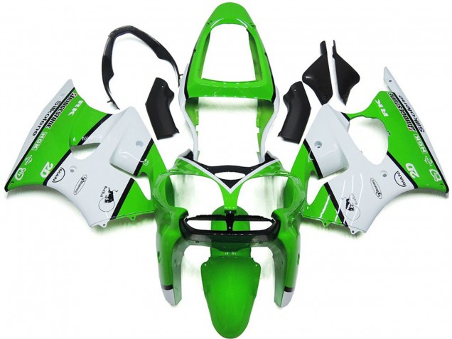 Carenados Moto Kawasaki ZX6R 2000-2002 - Blanco Verde Negro Bridgestone Silkolene Baratos