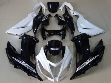 Carenado Moto Kawasaki ZX6R 2013-2018 - Blanco Negro Brillante Baratos