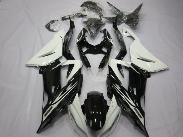 Carenados Moto Kawasaki ZX6R 2013-2018 - Blanco Negro Brillante Baratos