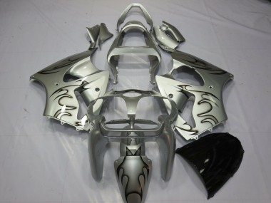 Carenados Moto Kawasaki ZX6R 2000-2002 - Plata Negro Llama Baratos