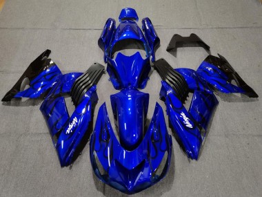Carenados Moto Kawasaki ZX14R 2006-2011 - Azul Negro Llama Baratos