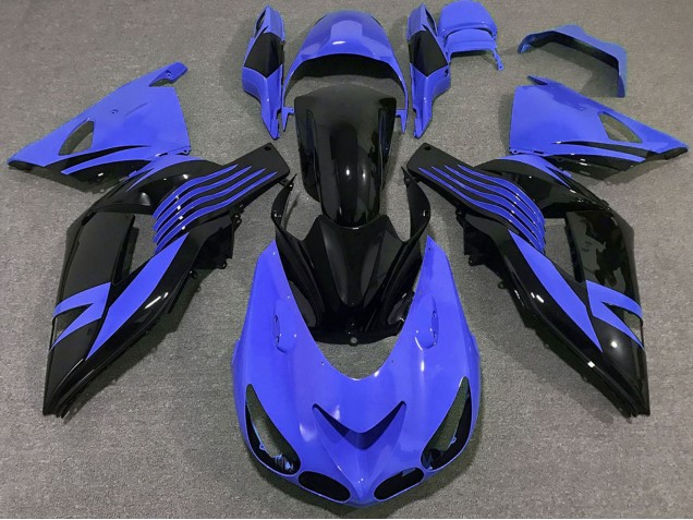 Carenados Moto Kawasaki ZX14R 2006-2011 - Azul Negro Brillante Baratos
