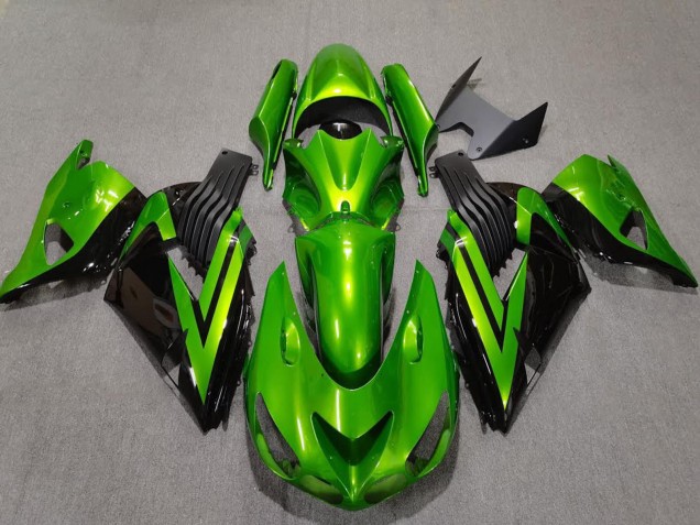 Carenados Moto Kawasaki ZX14R 2006-2011 - Verde Negro Brillante Baratos