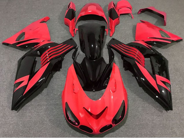 Carenado Moto Kawasaki ZX14R 2006-2011 - Rojo Negro Brillante Baratos