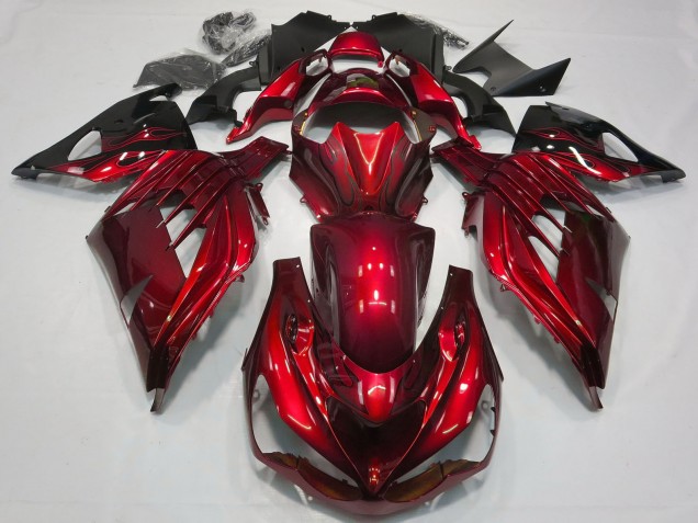 Carenado Moto Kawasaki ZX14R 2012-2024 - Rojo Negro Brillante Baratos
