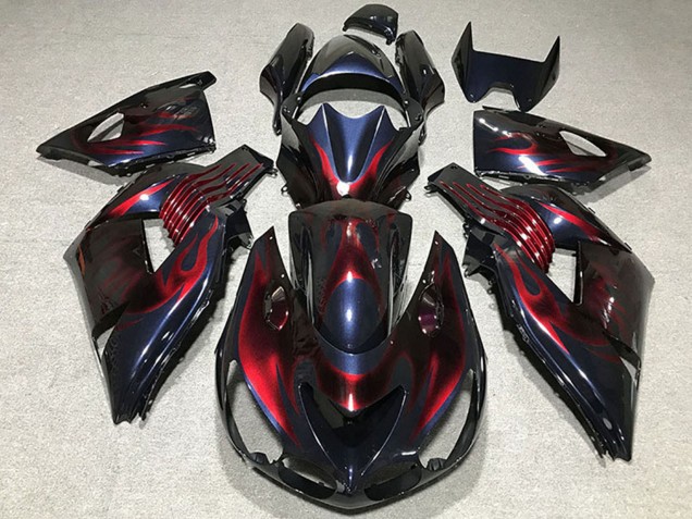 Carenados Moto Kawasaki ZX14R 2006-2011 - Camaleón Azul Negro Rojo Llama Baratos