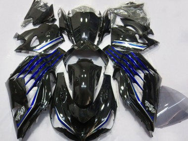 Carenados Moto Kawasaki ZX14R 2012-2024 - Negro Brillante Azul Baratos