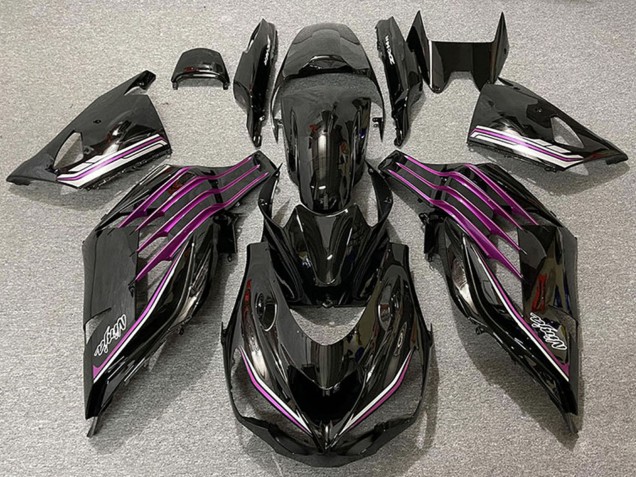 Carenados Moto Kawasaki ZX14R 2012-2024 - Negro Brillante Púrpura Baratos
