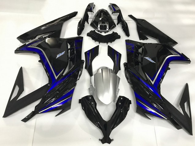 Carenados Moto Kawasaki Ninja 300 2013-2024 - Negro Brillante Azul Baratos