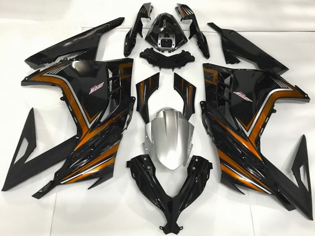 Carenados Moto Kawasaki Ninja 300 2013-2024 - Negro Brillante Naranja Baratos