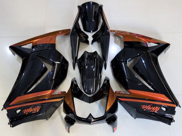 Carenados Moto Kawasaki Ninja 250 2008-2012 - Negro Brillante Naranja Baratos